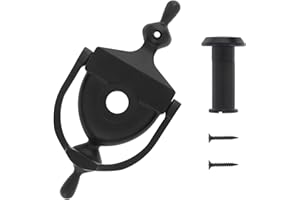HOJLKLD Heurtoir de porte avec judas de porte, Hauteur du heurtoir 152mm, Angle de vue de 180 degrés, judas de 14 mm pour porte de 35 à 47 mm d'épaisseur (Noir Mat)