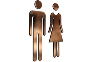 Tocone Acrilico WC Segno Targa Toilette Bagno Porta Targhetta Adesiva Segnaletica Simbolo Uomo e Donna Decorazione Domestica (Bronzo)