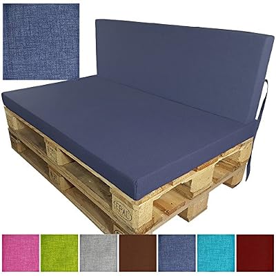 Diluma Coussins pour palette europe Outdoor de proheim en rouge - À choissir coussin d'assise ou de dossier pour sofa en palette pour extérieur et intérieur, résistant à la lumière, à la sueur et à la saleté, Couleur:Bleu foncé, Variable:Coussin…