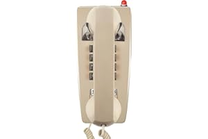 Sangyn Retro Wandtelefon mit Metallklingel – Vintage Telefon schnurgebunden, analog, mit Lautstärkeregler – Ideal für Zuhause, Küche, Hotel, Büro, Beige