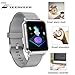 Produktbild ZEERKEER Smartwatch, Sportarmband Fitness Track Blutdruck Herzfrequenz Schlafüberwachung Textanruferinnerung Langlebigkeit Batterien APP Whatsapp/Facebook/Twitter (Leather, Silber)