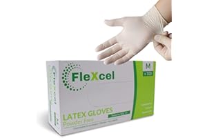 FleXcel Unisex Latex Gloves Disposible Glove (pack of 100)