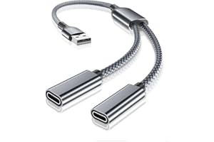 RUXELY Adaptateur USB Mâle vers Double USB C Femelle,Câble Convertisseur Chargeur Type A Séparateur pour MagSafe,iPhone 12 13 14 15 16 Pro Max,iPad 10 Air 4 5 Mini 6,Galaxy S24 S23 A54 A53,iWatch 8 9