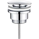 Ibergrif Universal Pop Up Valve for Washbasin, Silver | Drain with and without overflow, automatic stopper.
