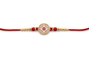 American Daimond Rakhi with Red Evil Eye red stone