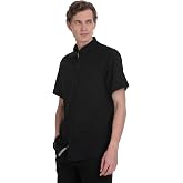 Siyah Comfort Fit D&uuml;ğmeli Yaka 100% Pamuk Kısa Kollu Casual G&ouml;mlek