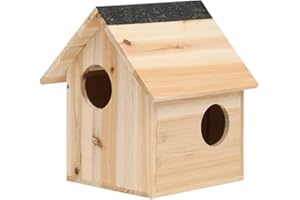 vidaXL Casa para Ardillas Animales Pequeños Estación Comida Alimentación Comedero Balcón Jardín Patio Terraza Decoración Madera Maciza de Abeto