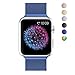 Produktbild Apple Watch Band, minilop Edelstahl Milanaise Ersatz Band mit Magnetverschluss Verschluss für iWatch Sport & Edition (38mm-Blue)