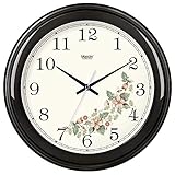 WIHY Leise Seiko Wanduhr Quarz Batterie dekorative Einzigartige Wohnzimmer Runde Uhr einfache Precisiond elektronische Quarzuhr Home Wanduhr, 16', die grundlegende Carbon Kristall schwarz-342,