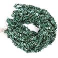 Jaipur Gems Mart Natural 1 Strand 34” Emerald Uncut Chips Beads/Freeform Shape Gemstone Beads|4-5 mm Plain Uneven Smooth Beads for Jewelry Making | Loose Beads | AAA Quality| Nugget Chips