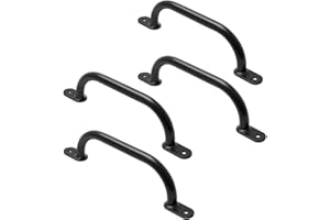 Climbing Handles for Outdoor & Indoor Metal Handles for Playground, Climbing Frame, Play Tower, Bunk Bed, Ladder and Climbing Wall in Children's Room (350 mm Black, 4 Pieces)