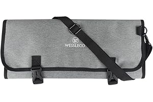 F Fityle Borsa Portacoltelli, Borsa Porta Coltelli Chef, Borsa a Rullo Per Coltelli Da Chef (14 Slot) Contiene 8 Coltelli Pi Mannaia, Tasca Multiuso E 6 Cucchiai Da Degustazione, Portacoltelli