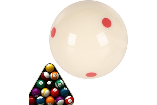 Biniveil Bille De Billard | Boule Blanche À Points,Accessoires d'équipement en résine avec 6 Points Rouges pour Joueurs débutants, passionnés, Pratique, Table de Billard, Tournoi et