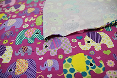 Stoff / Kinder/ Meterware / ab 25cm / beste Jersey-Qualität / Jersey Elefanten auf lila / violettem Hintergrund - 3