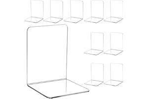 Mozvvco 10pcs Fermalibri Trasparente in Acrilico - Set per Mensole Adatto per Scuola, Casa, Ufficio, Biblioteca