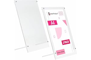 SmartProduct 2 Stück DIN A4 Acryl Aufsteller – Plexiglas Tischaufsteller – glasklar Plastik Ständer ideal für Restaurants, Büros, Cafés, Austellungen