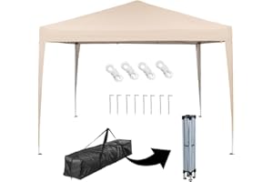 Mingone Gazebo 3 x 3 Pop Up Folding Gazebo Waterproof Stable Garden Gazebo Party Tent Beer Tent Camping Tent without Side Panels, UV Protection 50+, Beige