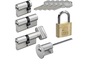 BASI | V55 Schließzylinder | gleichschließend und frei kombinierbar | Viele Längen verfügbar | Wendeschlüssel | Profilzylinder für Haus und Wohnung | Doppelzylinder N+G A:30 mm B:40 mm