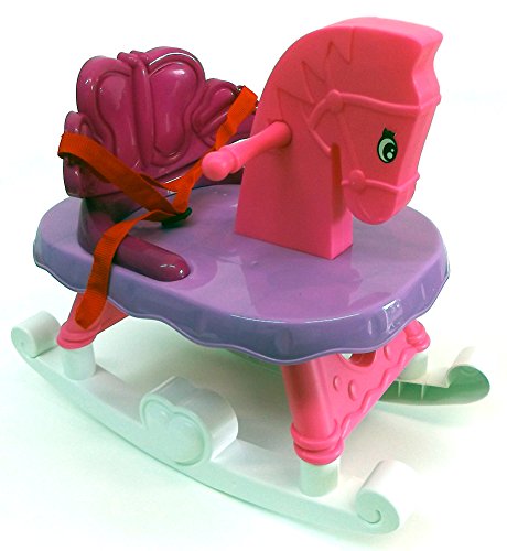 Brigamo 6117 – Interaktives Baby Puppen Schaukelpferd mit Sicherheitsgurt, für Puppen ab 38 cm - 4