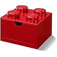LEGO Desk Drawer 4 Knobs Red - Stackable Storage Box, 158x158x113 mm, 2.9L Capacity, Desk Storage, Kids Room, Office, LEGO accessories