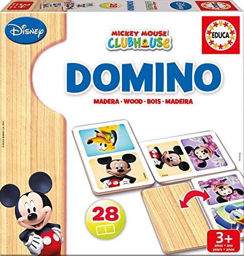 Educa Juegos - Disney Dominó de Madera con Motivo de Mickey y Minnie (16037)