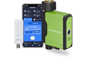 GIEXSMART WiFi Sprinkler-Timer, automatischer Schlauchbewässerungs-Timer mit integriertem Durchflussmesser, intelligenter Bewässerungs-Controller für Garten und Rasen, kompatibel mit Tuya Smart Life