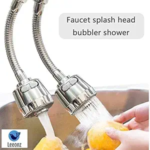 Leeonz Faucet Shower Can Rotate 360 ??Degrees Water Saving Kitchen Strainer Two Stage Mode Press Button Suitable for preventing Splashing Wash Basin Bathroom (Long)