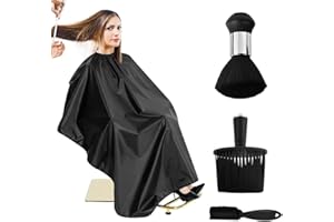 Huucozn Friseurumhang 160×140cm Friseur Umhang Friseurumhang Erwachsene mit Auffang Friseur Zubehör Umhang Friseu Haarschneideumhang Schwarzer Umhange Wasserdicht für Salon HaarschneidenFriseur
