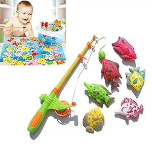 Verbier Magnetic Fishing Set ? Outdoor Toy Fishing Game with 1 Magnetic Rods and 4 Fish for Kids Girls and Boys 3 Years+ (5-Pcs)