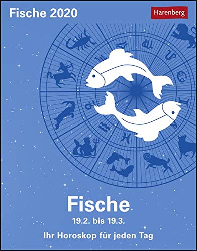 Fische Sternzeichenkalender. Tischkalender 2020. Tageskalendarium. Blockkalender. Format 11 x 14 cm
