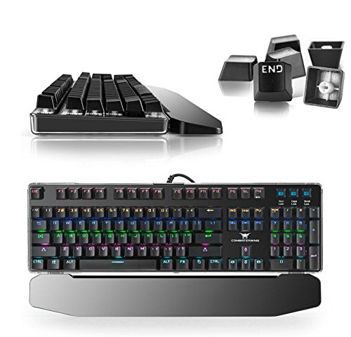 Combaterwing Teclado Gaming Mecánico con Cable de 104 Teclas con Retroiluminación RGB y Switches Blue(Negro)