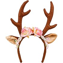 Kerst haarband oorwarmer rendier met glitters