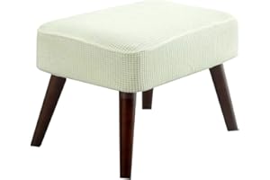 ZZDZW Rectangle Stool Cover, Stretch Elastic Vanity Chair Seat Slipcover, Jacquard Counter Saddle Seat Cover for Wooden Metal Bench (Beige)