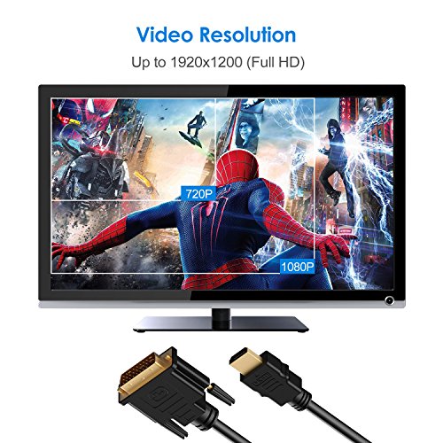 HDMI auf DVI Kabel, Rankie 3m CL3 Bewertet High Speed Bidirektionale HDMI-DVI Kabel HDTV Cable (Schwarz) – R1107B - 3