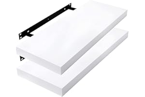 ‎LESTARAIN Lestarain 2er Wandregal, 40x23x3.8cm MDF-Wandboard Schweberegal Holz Hängeregal DVD CD Regal Wall Shelf Für Küche Wohnzimmer Schlafzimmer Weiß