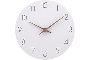 ACCSHINE Drewniane ciche zegary ścienne 30 cm do dekoracji domu, salonu, kuchni, duża liczba, nowoczesny zegar (30 cm, biały)