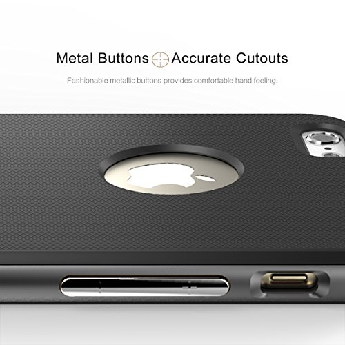 Funda ROCK Royce iPhone 6 6s Plus Case  Netted Texturizado  Doble Capa  Dos Colores  Apple Logo  PC TPU  Agujero Honda Tel  fono Caja Caso para Apple iPhone 6 6s Plus 5 5 inch  - Gris de hierro