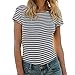 Produktbild Luckycat Damen Kurzarm Streifen Druck Damen Tops Mädchen Wort Lose Bluse T-Shirt Mode 2018