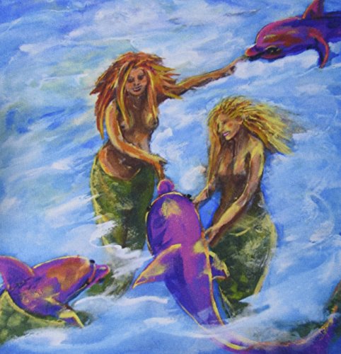 3dRosemp_66317_1 8 x 8-Inch Mermaids and Pink Porpoises,Whimsical Creatures Play in The Ocean. Mouse Pad