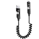 4&rsquo;&uuml; 1 Arada 65W Yaylı Hızlı Şarj Kablosu Type-C & Lightning PD Destekli, Dolaşmaz Spiral Tasarım, 1.5m Uzayabilir, Ara&ccedil; & Ev 