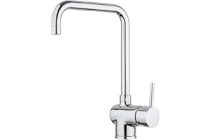 Paini – Rubinetto Miscelatore Monocomando Cucina, Lavello, Cromato, Leva laterale con bocca alta orientabile, Canna ad angolo, Design moderno interamente prodotto e lavorato in Italia