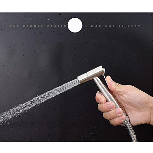 EgoEra® Toilette Bad SUS304 Rostfrei Edelstahl Handbrause Shattaf/Douche/Duschkopf/Bidet Sprayer mit 59-Zoll extra lange Schlauch und Klammer Halter, Gebürstetes Version - 2