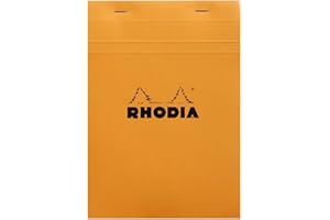 RHODIA 16200C - Bloc-Notes Agrafé N°16 Orange - A5 - Petits Carreaux - 80 Feuilles Détachables - Papier Clairefontaine 80G - Couverture en Carte Enduite Souple, Résistante et Imperméable - Basics