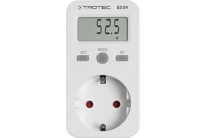 ‎TROTEC TROTEC Stromzähler für Steckdose BX09 – Messgerät Stromverbrauch – Messbereich 0 bis 3.680 W, Anzeige in Watt, kWh, Preis, Kosten pro kWh