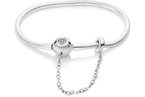 KUNSIR 925 Sterling Silver Snake Chain Bracelet for Pandora European Bracelets Charms Bead Silver Bracelet for Women