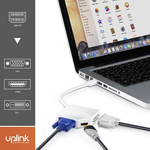 Uplink – 3in1 Mini DisplayPort zu HDMI, VGA oder DVI Adapter / Konverter | 3in1 Videoadapter | PC + MAC | vergoldete Kontakte | HDTV / 1080p (Full HD) | Hochglanz - 4