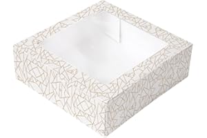 García de Pou - 50 Unidades - Cajas Pastelería Con Ventana 'Thepack' 250 G/M2 + Opp 26 x 26 x 8 cm Blanco Cartón Ondulado Nano-Micro