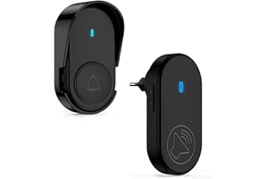 AKTIVSTAR Timbre Inalámbrico Exterior Impermeable, Kit Timbre Puerta Ip66 Impermeable (Negro)