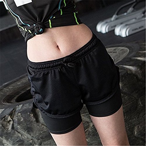 Damen 2-In-1 Sport Shorts Mesh Gym Yoga Shorts Atmungsaktiv Laufshorts Fitness Trainingsshorts - 2