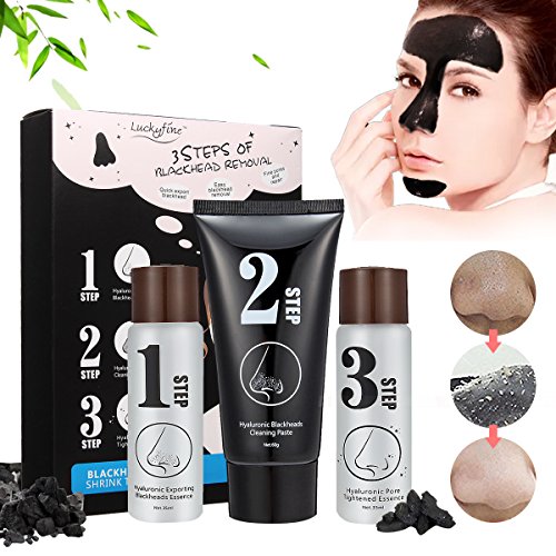Gesichtsmask, LuckyFine 3 Steps Kits Blackhead Akne Mitesser entfernen Aktivkohle Maske Gesichtsmask